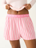 Soft Brushed Woven Pajama Shorts - Pop Pink Stripe