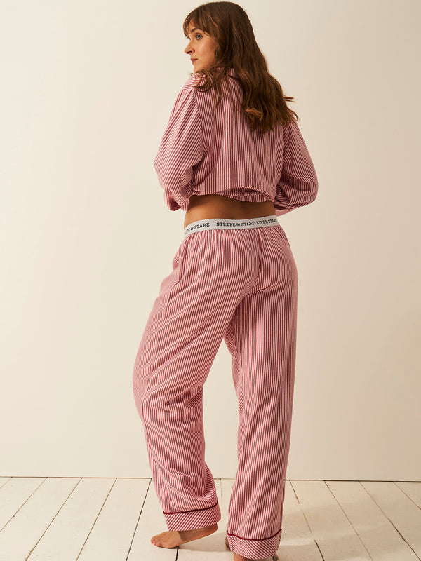 Soft Brushed Woven Pajama Bottoms - Red Stripe