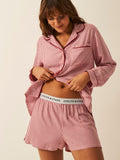 Soft Brushed Woven Pajama Shorts - Red Stripe