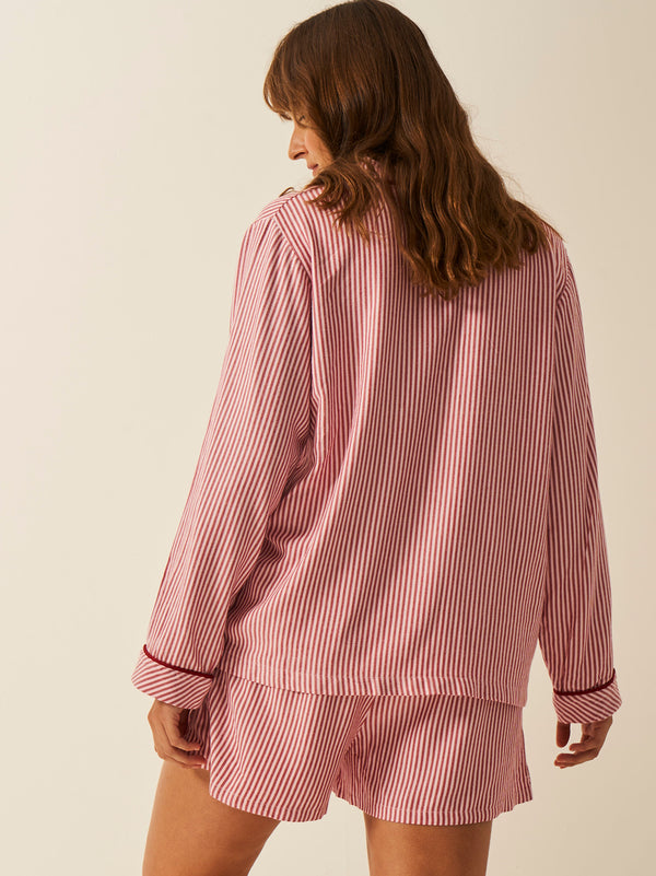 Soft Brushed Woven Pajama Shorts - Red Stripe