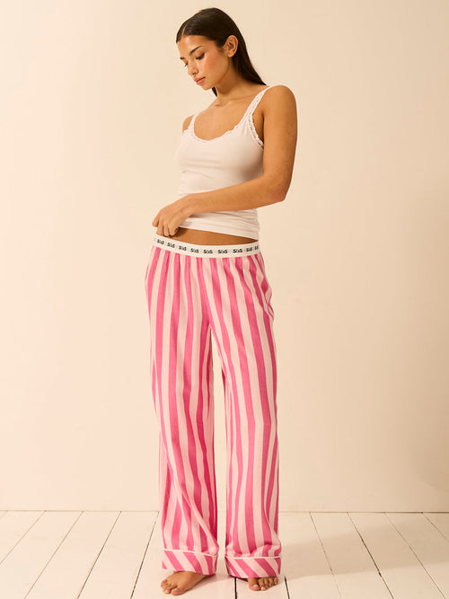 Soft Brushed Woven Pajama Bottoms - Rose Stripe