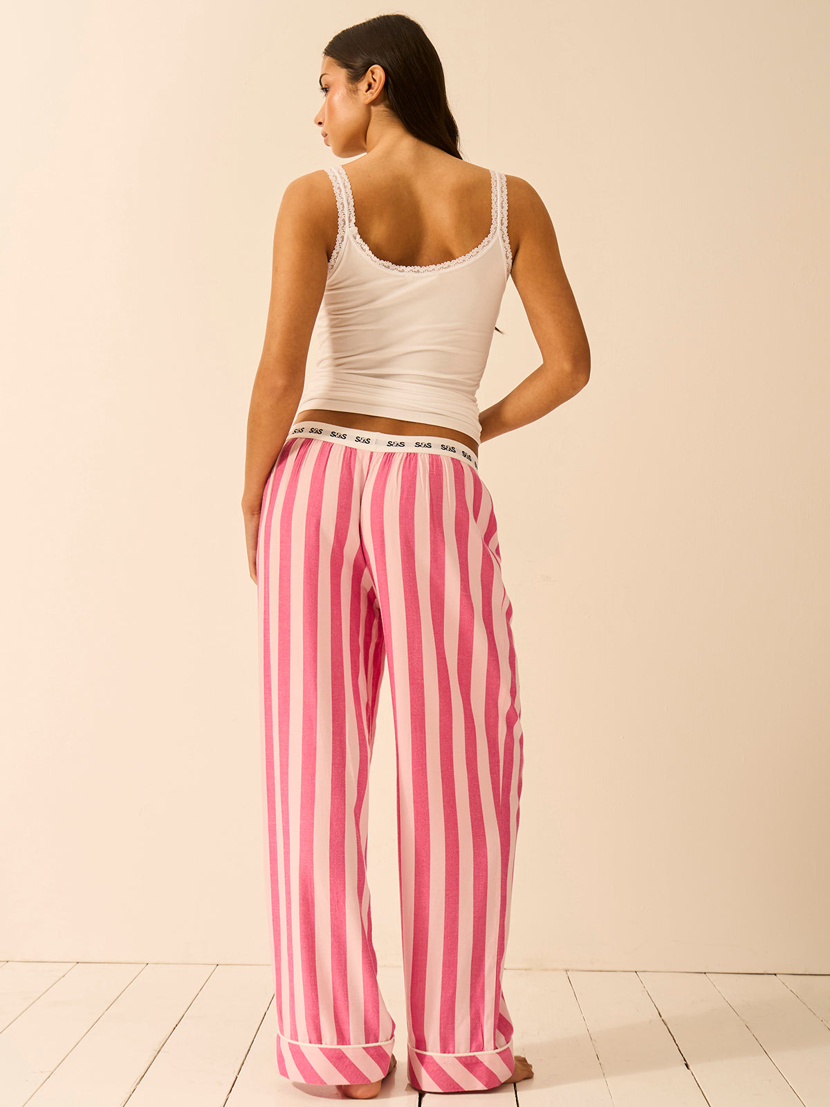 Soft Brushed Woven Pajama Bottoms - Rose Stripe