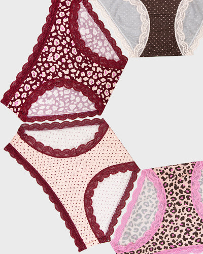 The Original Brief Four Pack - Rouge Leopard Stripe & Stare