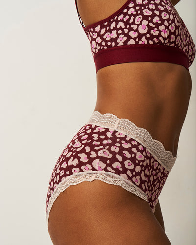 High Rise Brief - Rouge Leopard Stripe & Stare