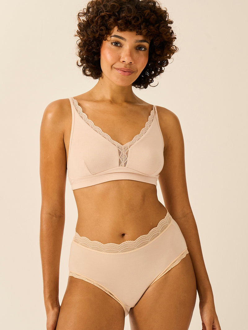 Lace Plunge Bra - Sand