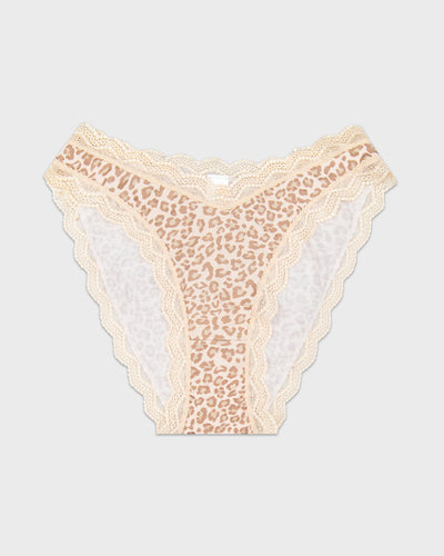 Dipped Tanga Brief - Sand Leopard Stripe & Stare