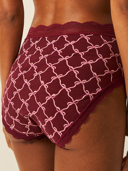 High Rise Brief - Rouge Bow Stripe & Stare