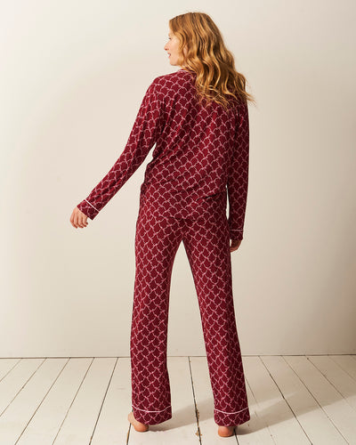 Long Pajama Set - Rouge Bow Stripe & Stare