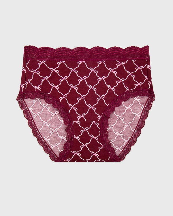 High Rise Brief - Rouge Bow Stripe & Stare