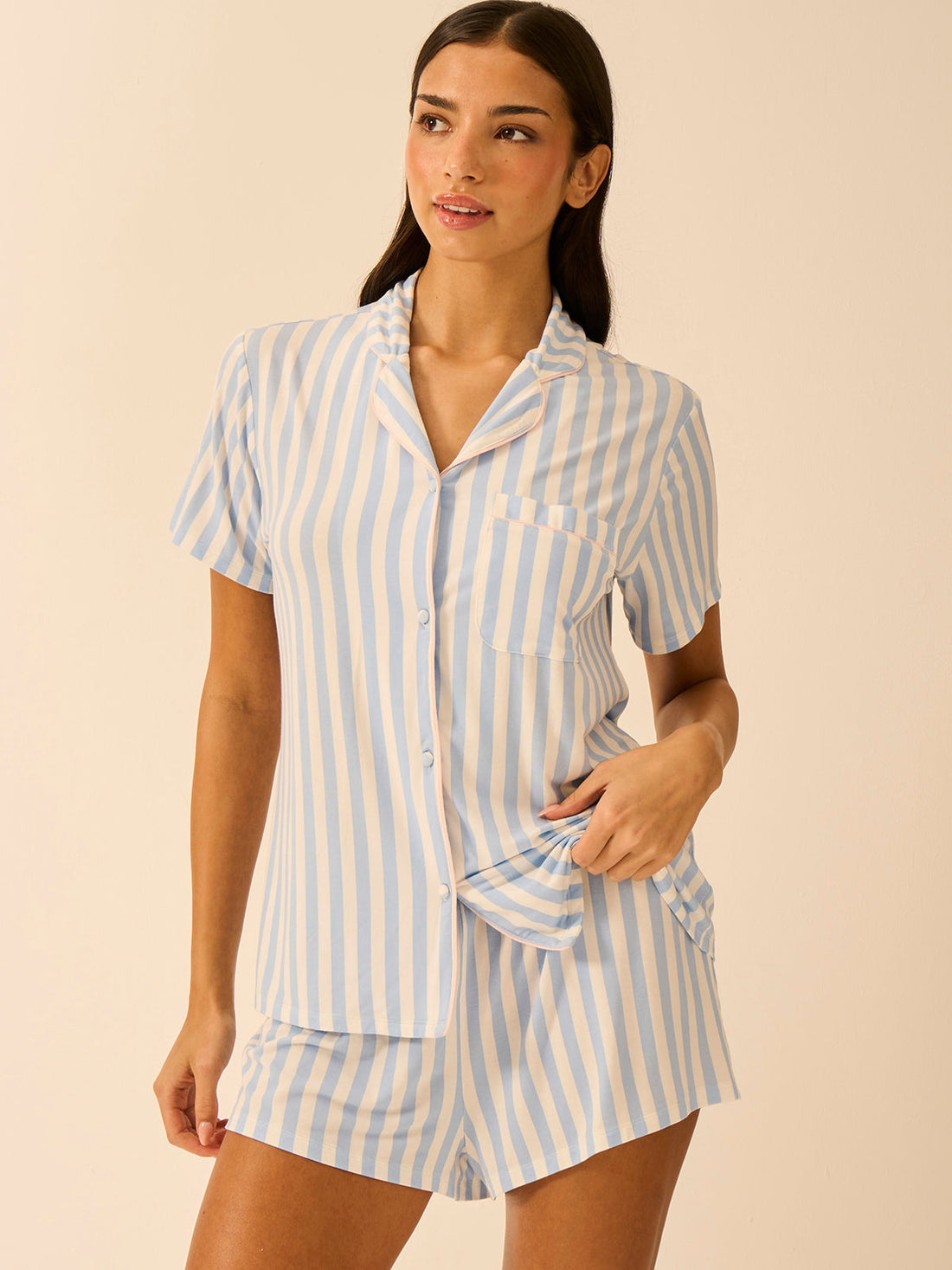 Short Pajama Set - Serenity Stripe