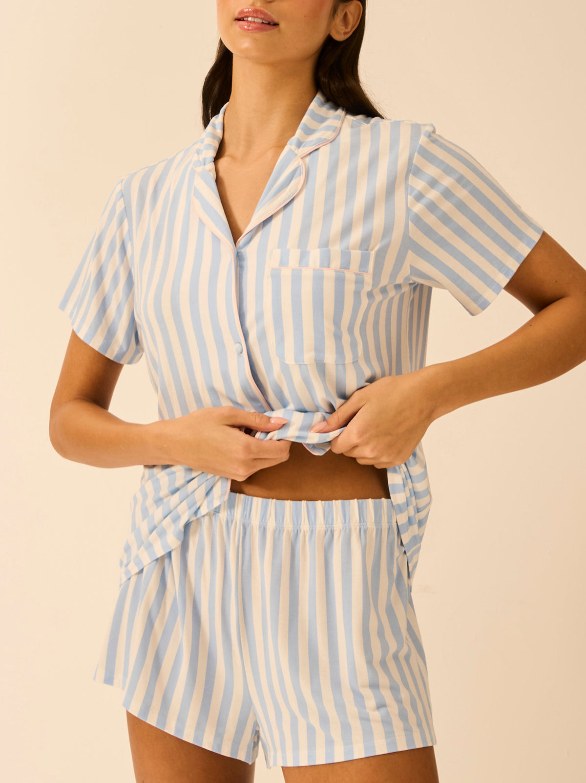Short Pajama Set - Serenity Stripe
