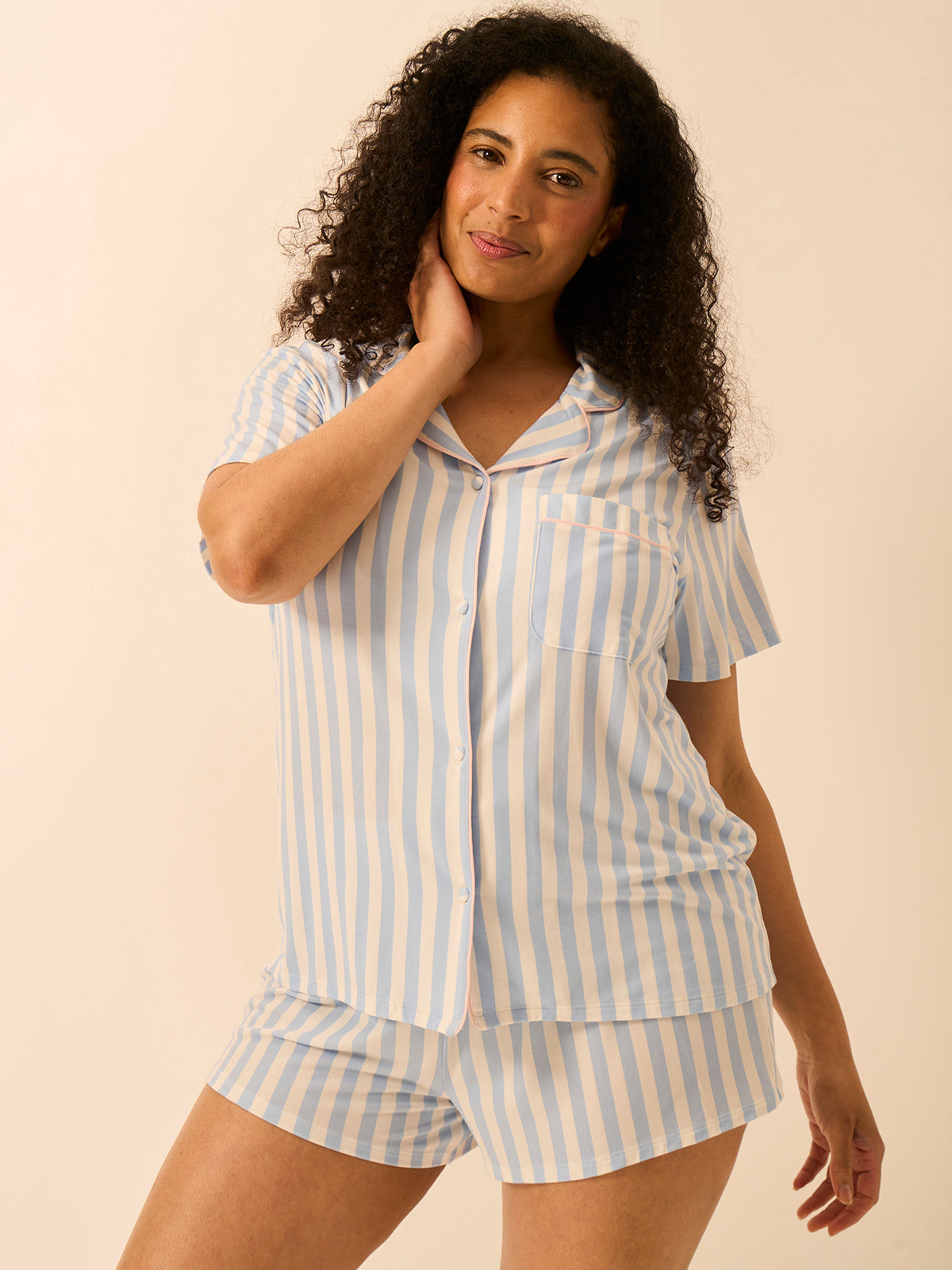 Short Pajama Set - Serenity Stripe
