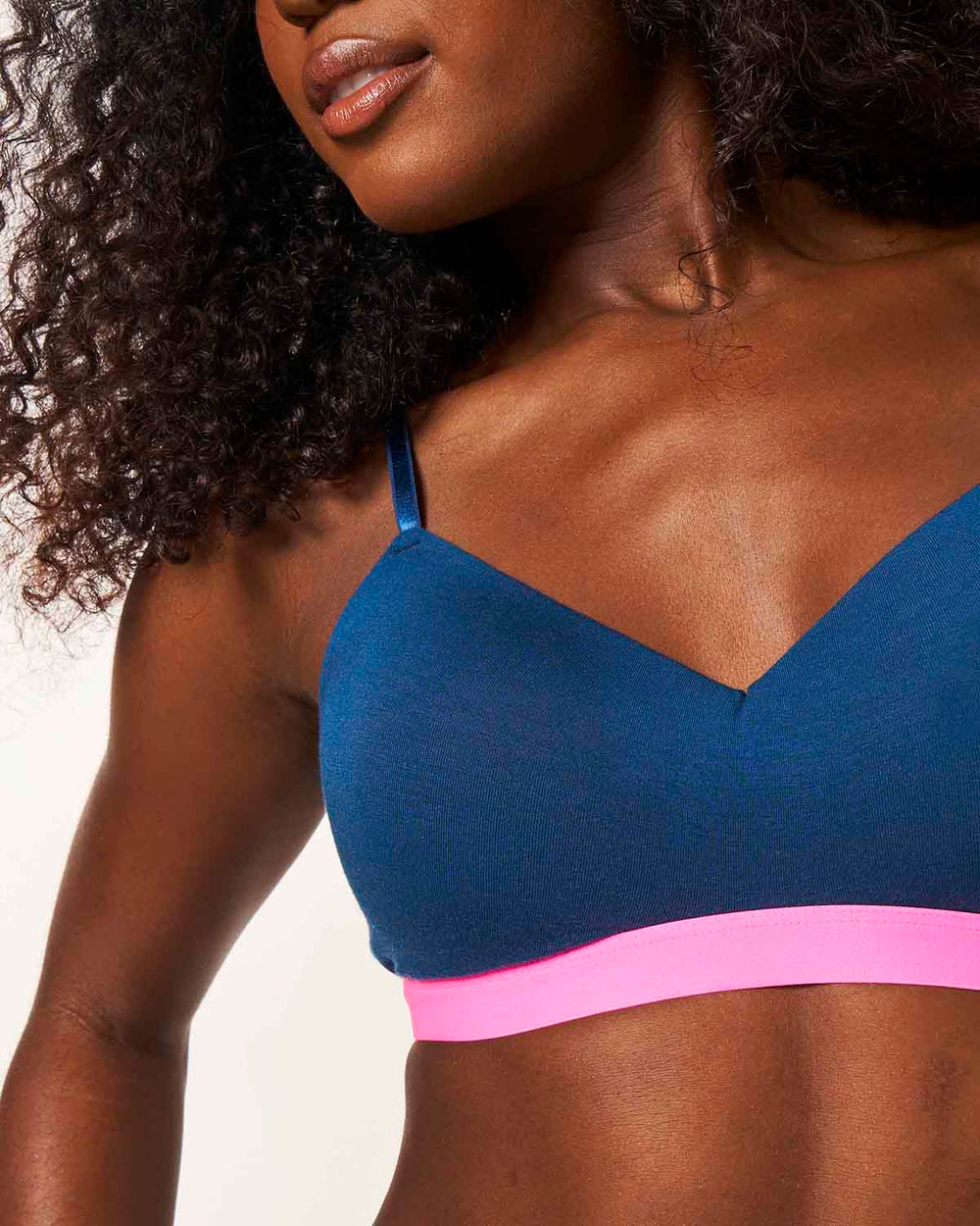 Smooth Sculpt Padded Bra - Midnight Neon Pink Stripe & Stare