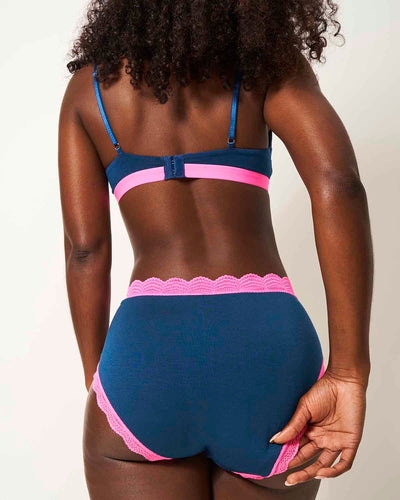 Smooth Sculpt Padded Bra - Midnight Neon Pink Stripe & Stare