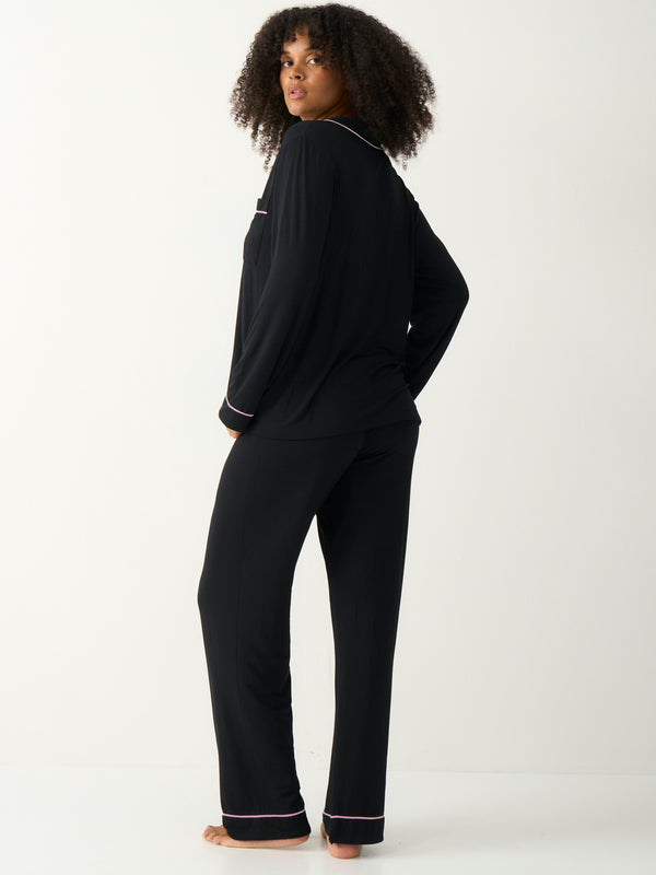 Long Pajama Set - Black & Pale Pink