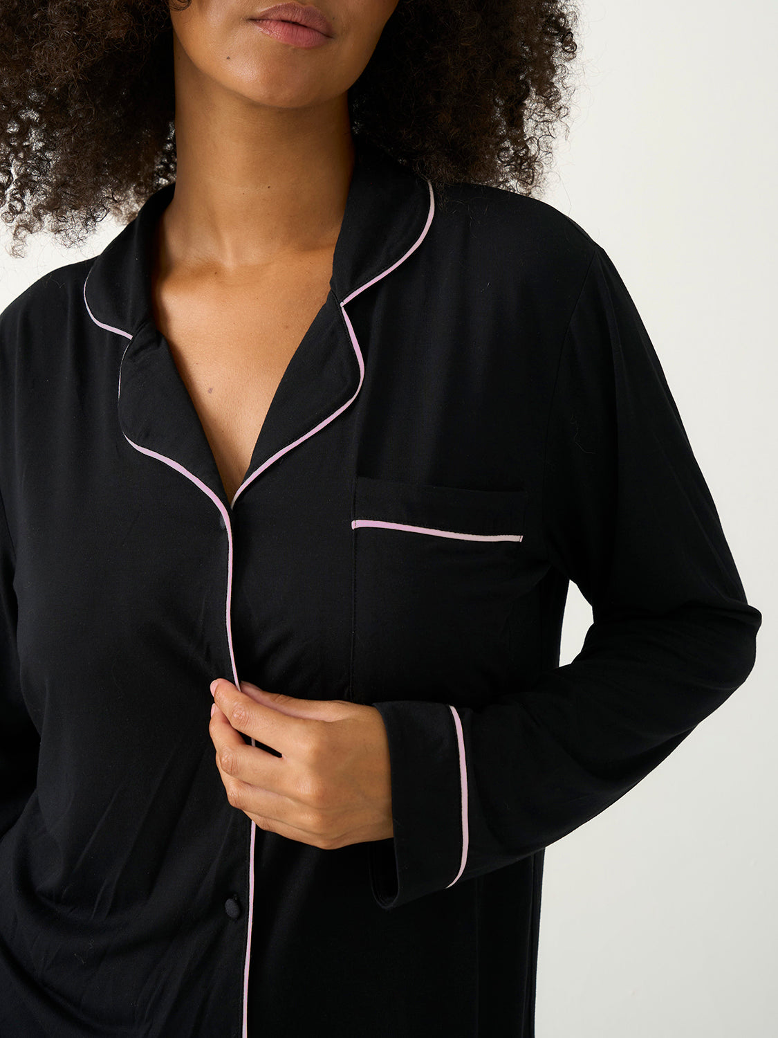 Long Pajama Set - Black & Pale Pink