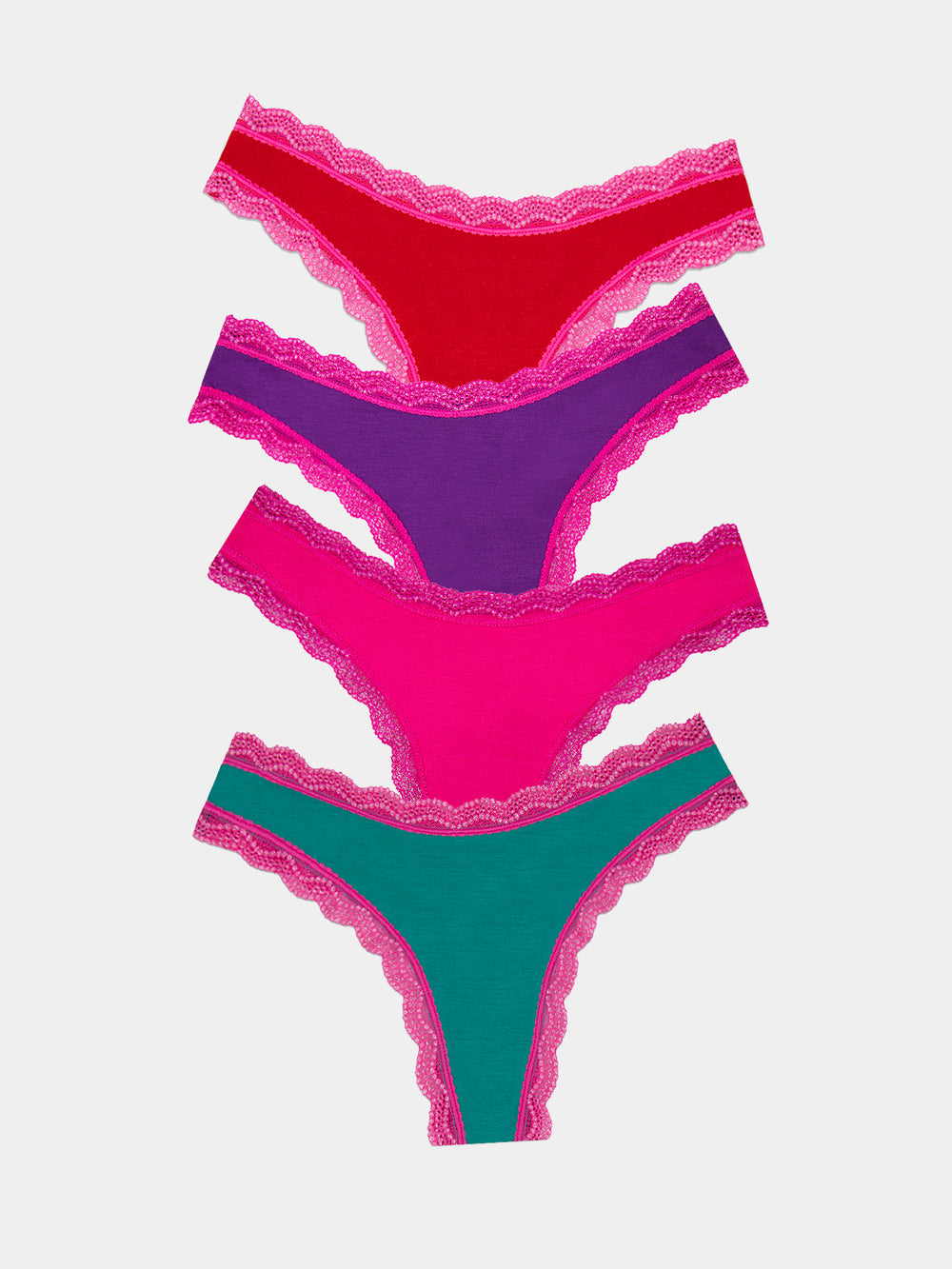 Thong Four Pack - Sparkle Lace Stripe & Stare