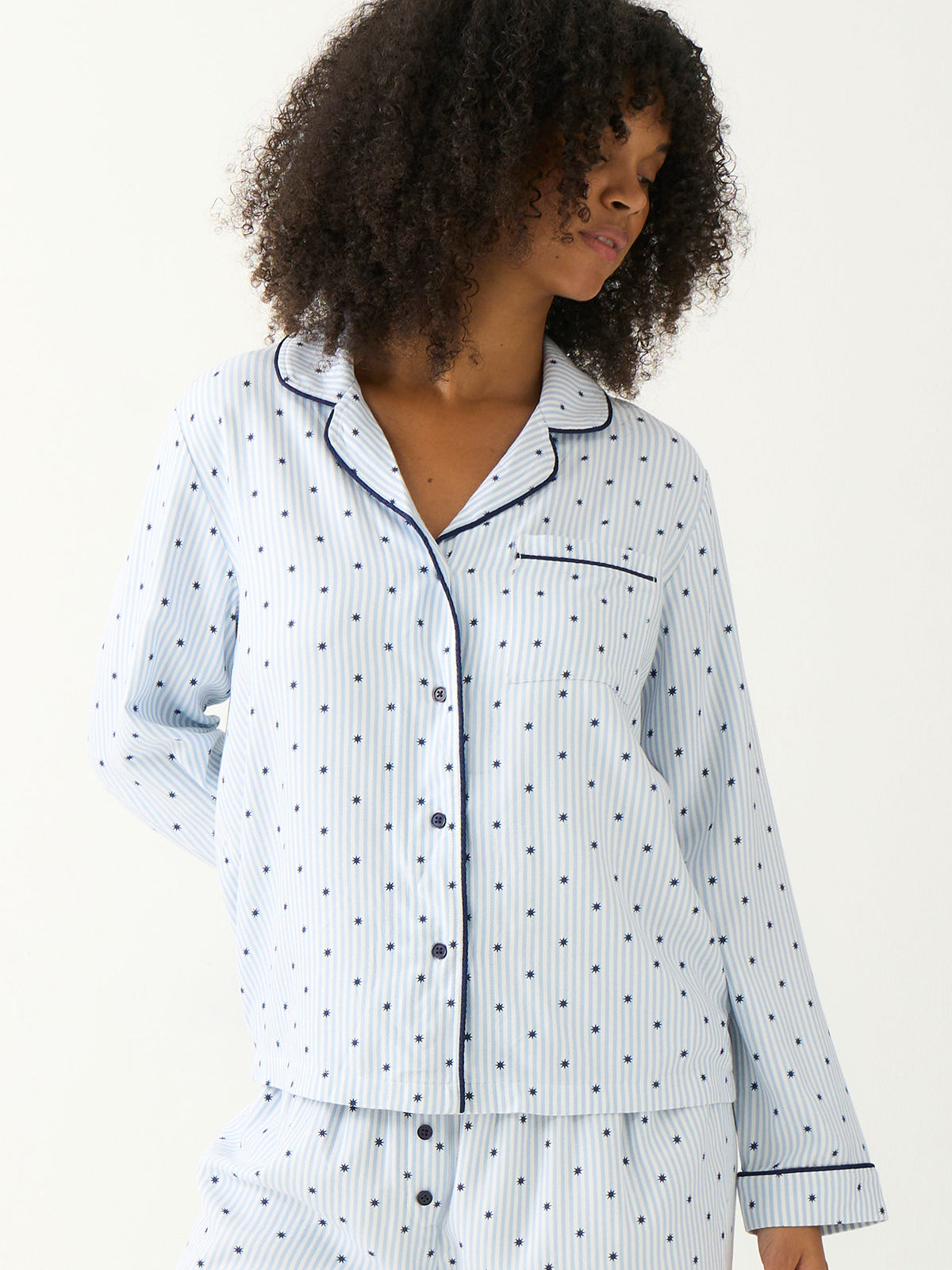 Soft Brushed Woven Pajama Top - Stripe & Shine