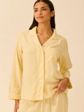 Soft Brushed Woven Pajama Top - Lemon Stripe