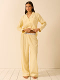 Soft Brushed Woven Pajama Bottoms - Lemon Stripe
