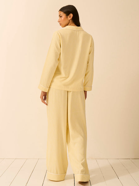 Soft Brushed Woven Pajama Bottoms - Lemon Stripe