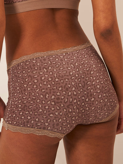 Hipster Brief - Neutral Leopard Taupe Stripe & Stare