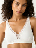 Lace Plunge Bra - White