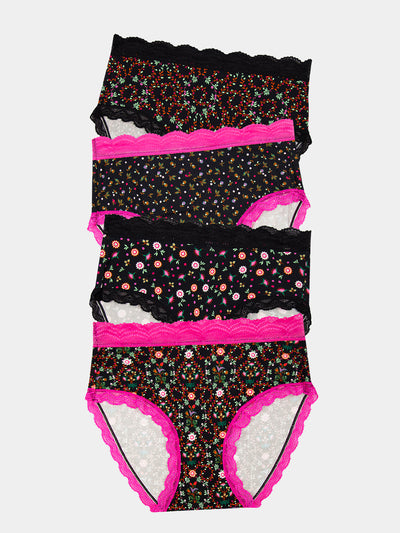 High Rise Brief Four Pack - Winter Garden Stripe & Stare