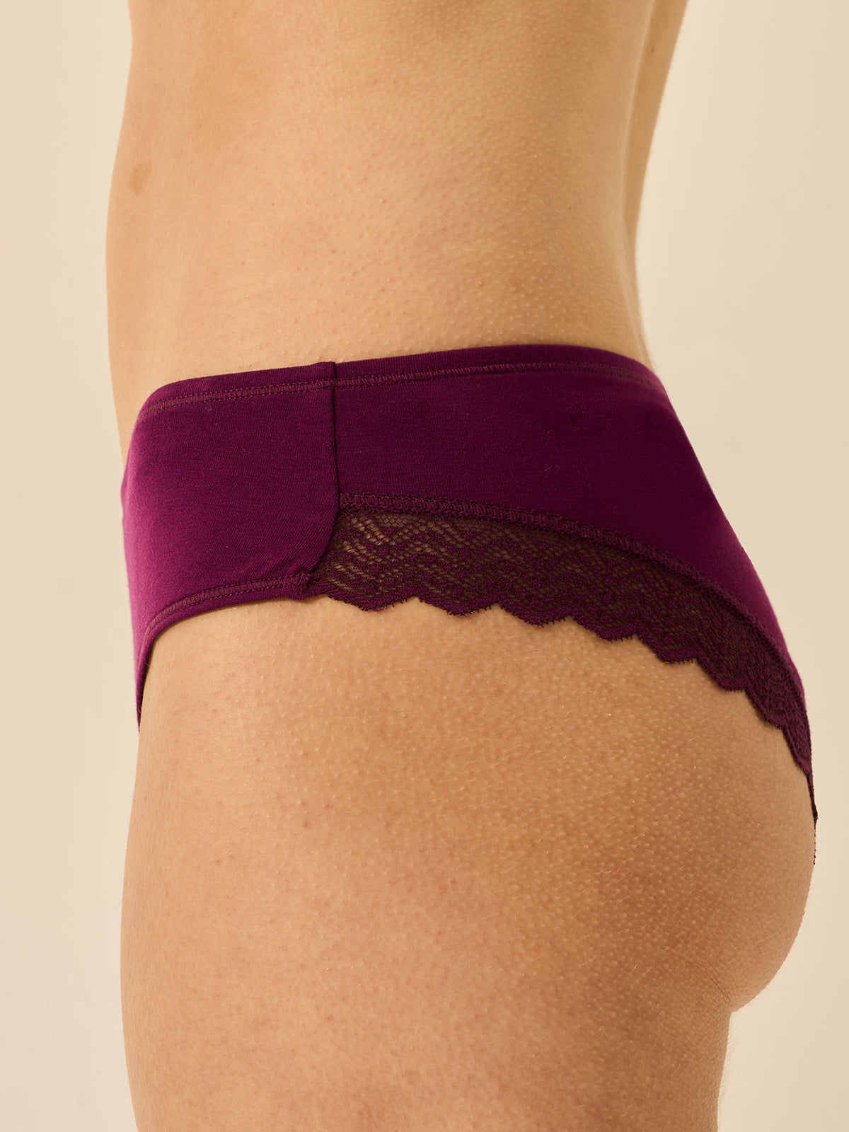 ZigZag Lace Brazilian Brief - Black Cherry
