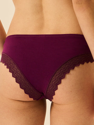 ZigZag Lace Brazilian Brief - Black Cherry