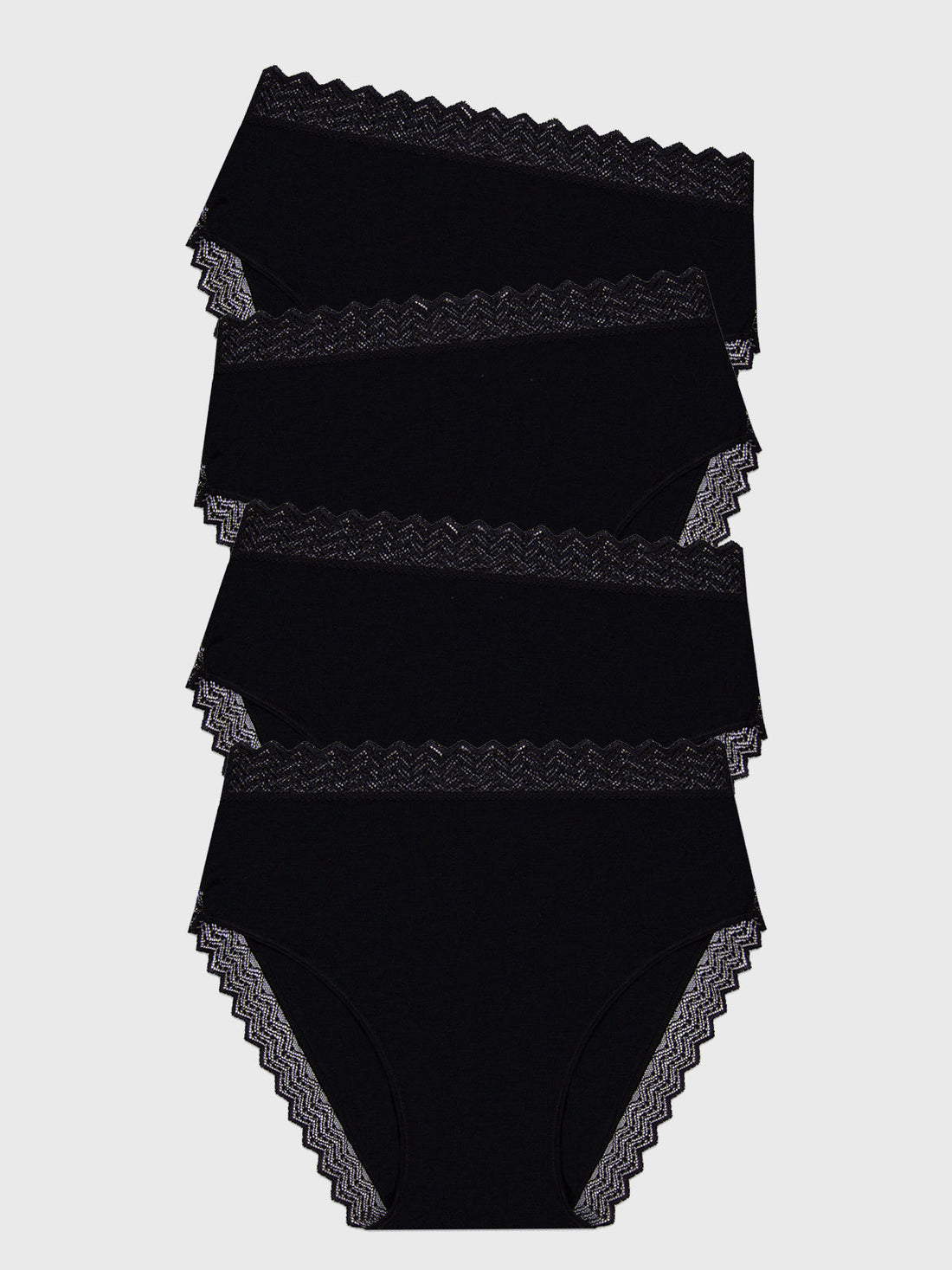 ZigZag Lace High Rise Brief Four Pack - Black