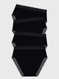ZigZag Lace High Rise Brief Four Pack - Black