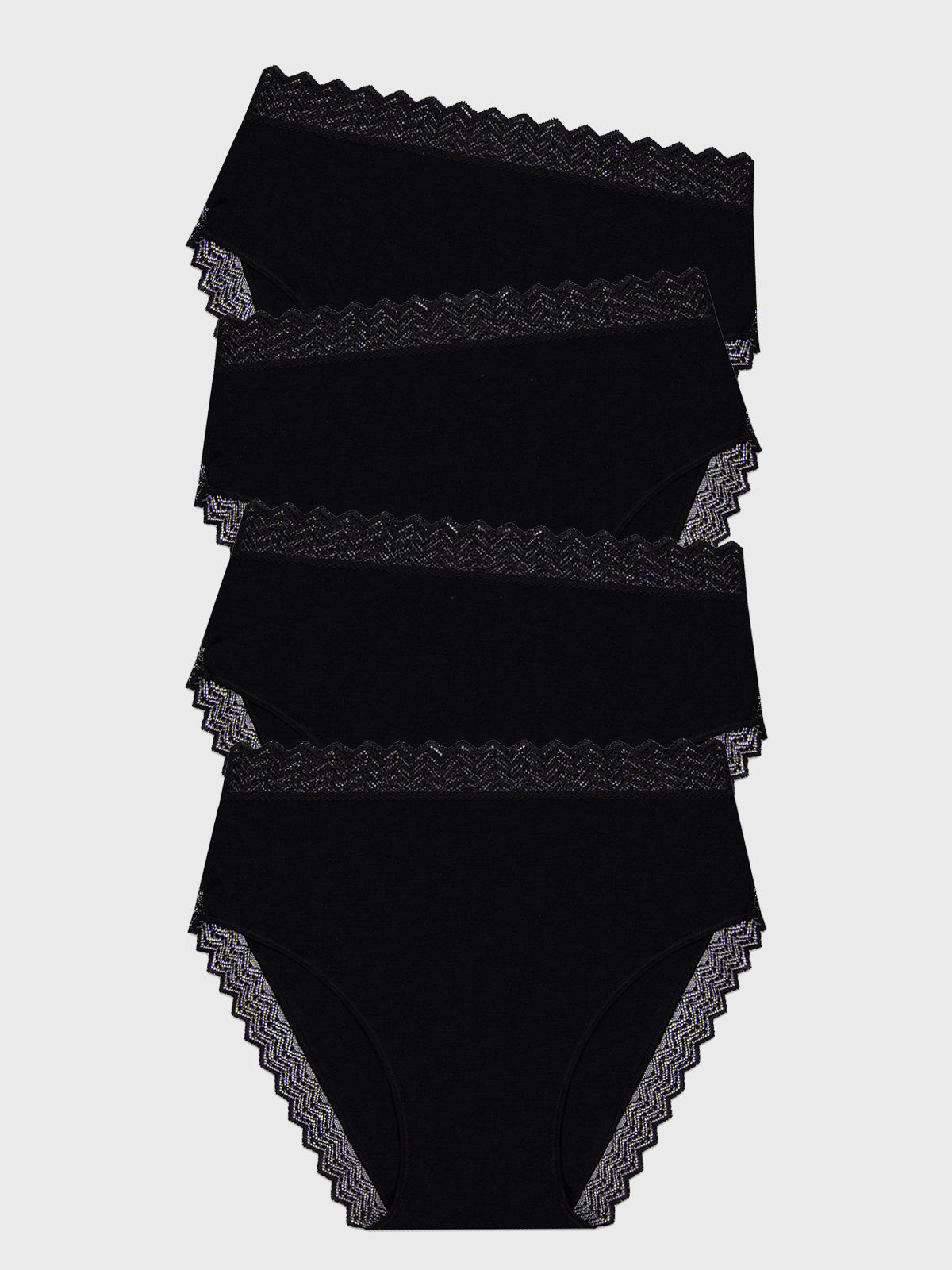 ZigZag Lace High Rise Brief Four Pack - Black