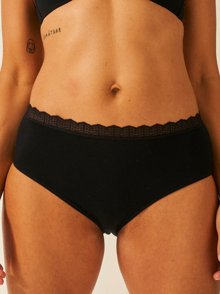 ZigZag Lace High Rise Brief Four Pack - Black