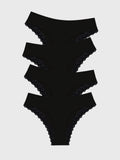 ZigZag Lace Brazilian Brief Four Pack - Black