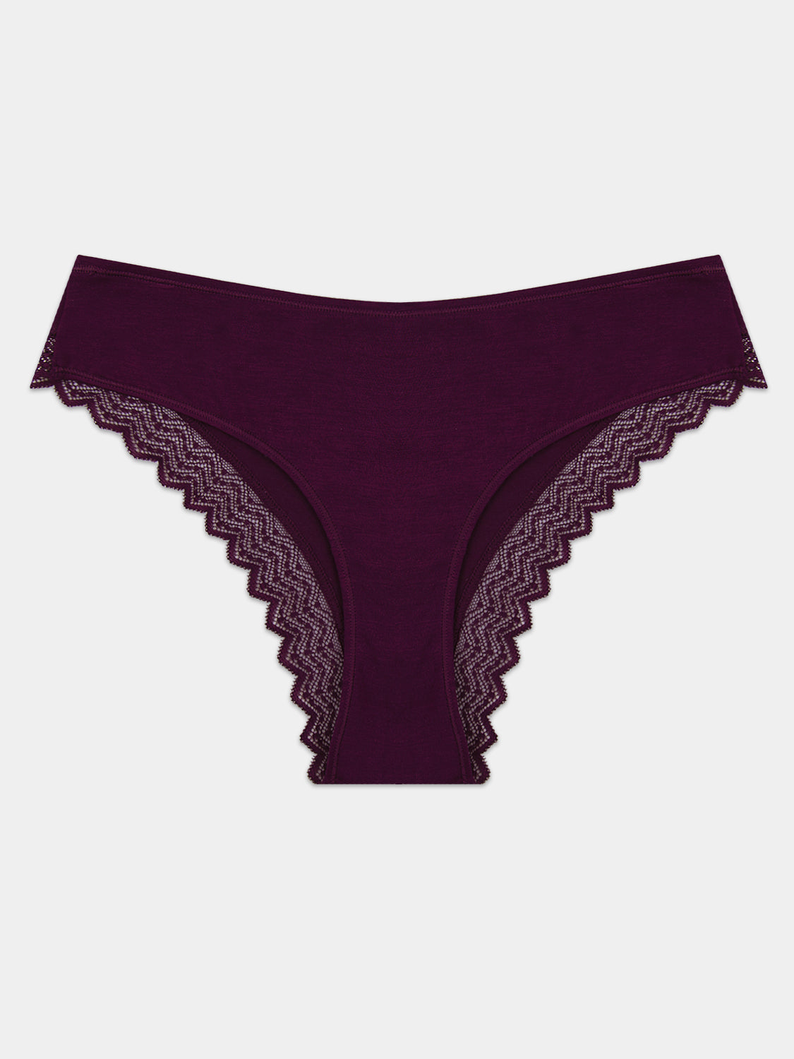 ZigZag Lace Brazilian Brief - Black Cherry