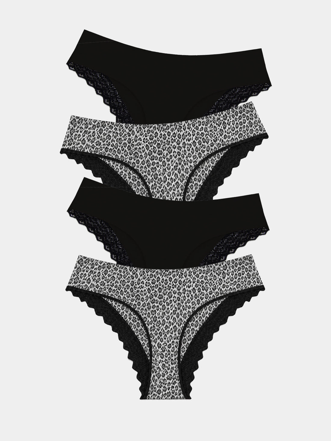 ZigZag Lace Brazilian Brief Four Pack - Leopard