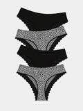 ZigZag Lace Brazilian Brief Four Pack - Leopard