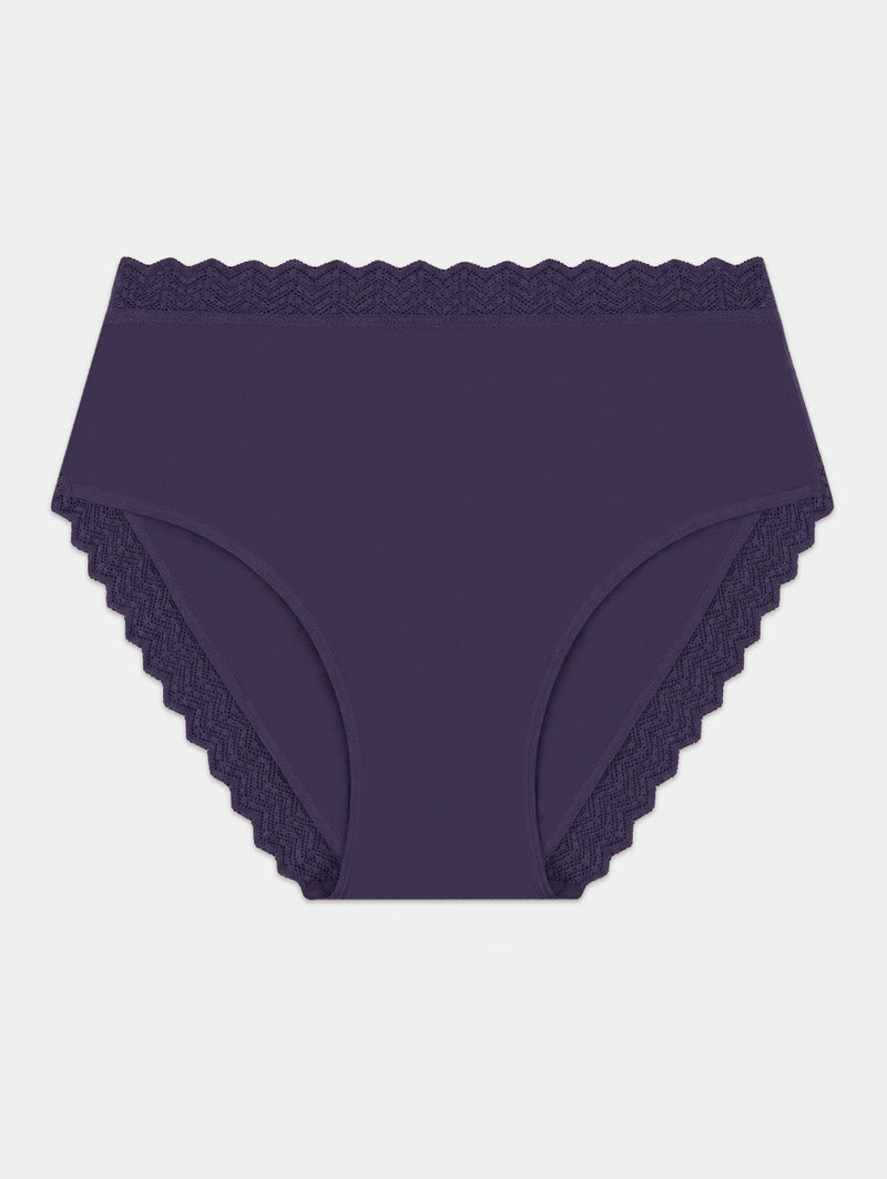 ZigZag Lace High Rise Brief - Night Fog