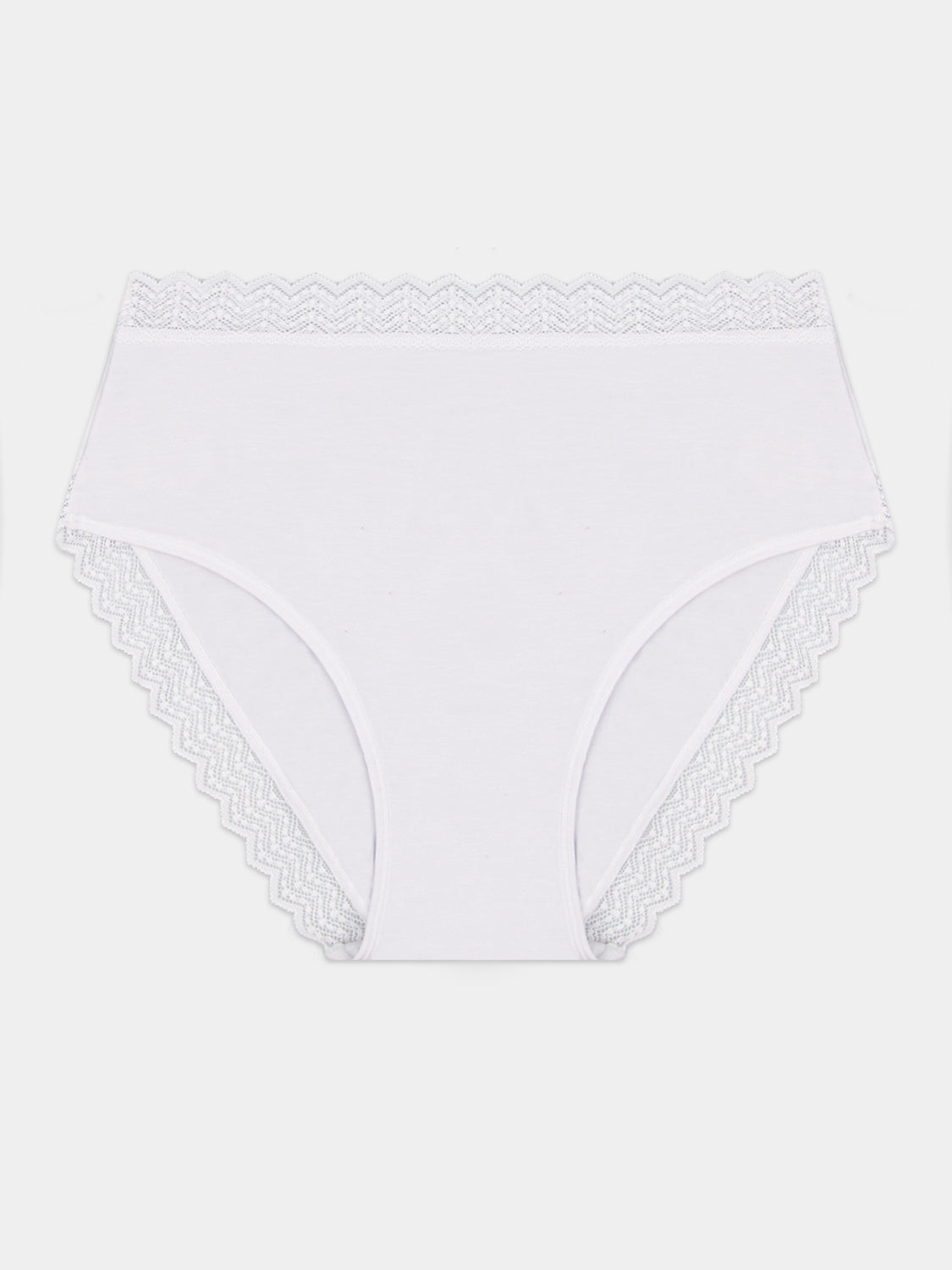 ZigZag Lace High Rise Brief - White