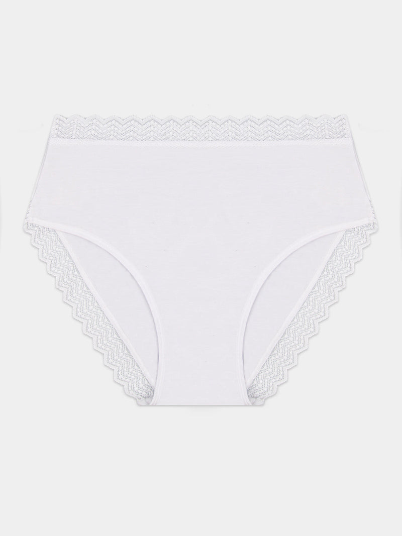 ZigZag Lace High Rise Brief - White