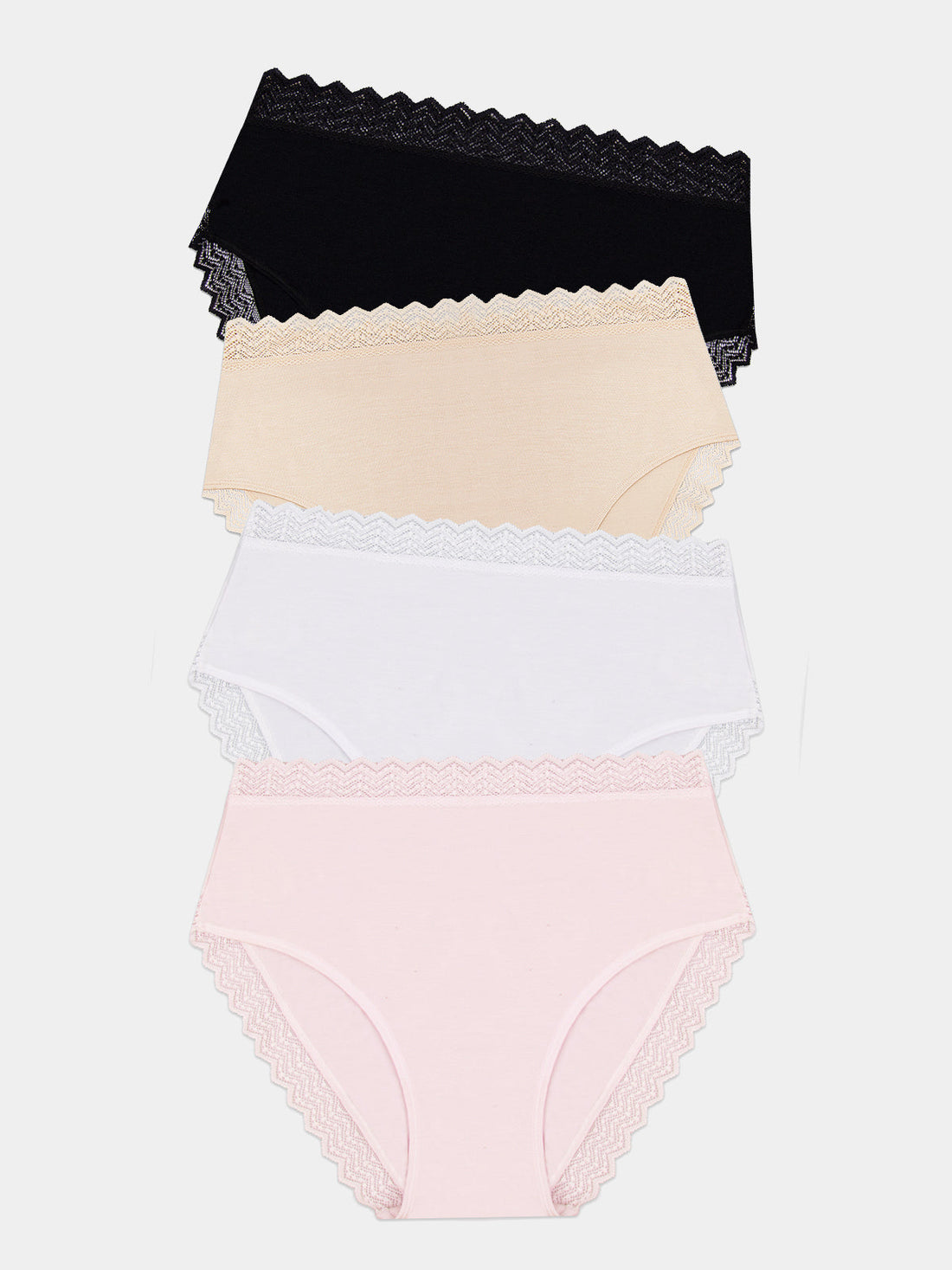 ZigZag Lace High Rise Brief Four Pack - Sand Essentials