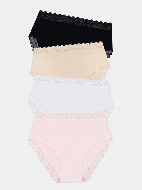 ZigZag Lace High Rise Brief Four Pack - Sand Essentials