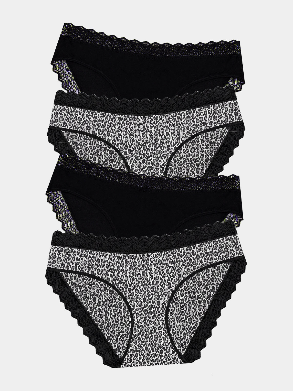 ZigZag Lace Original Brief Four Pack - Leopard