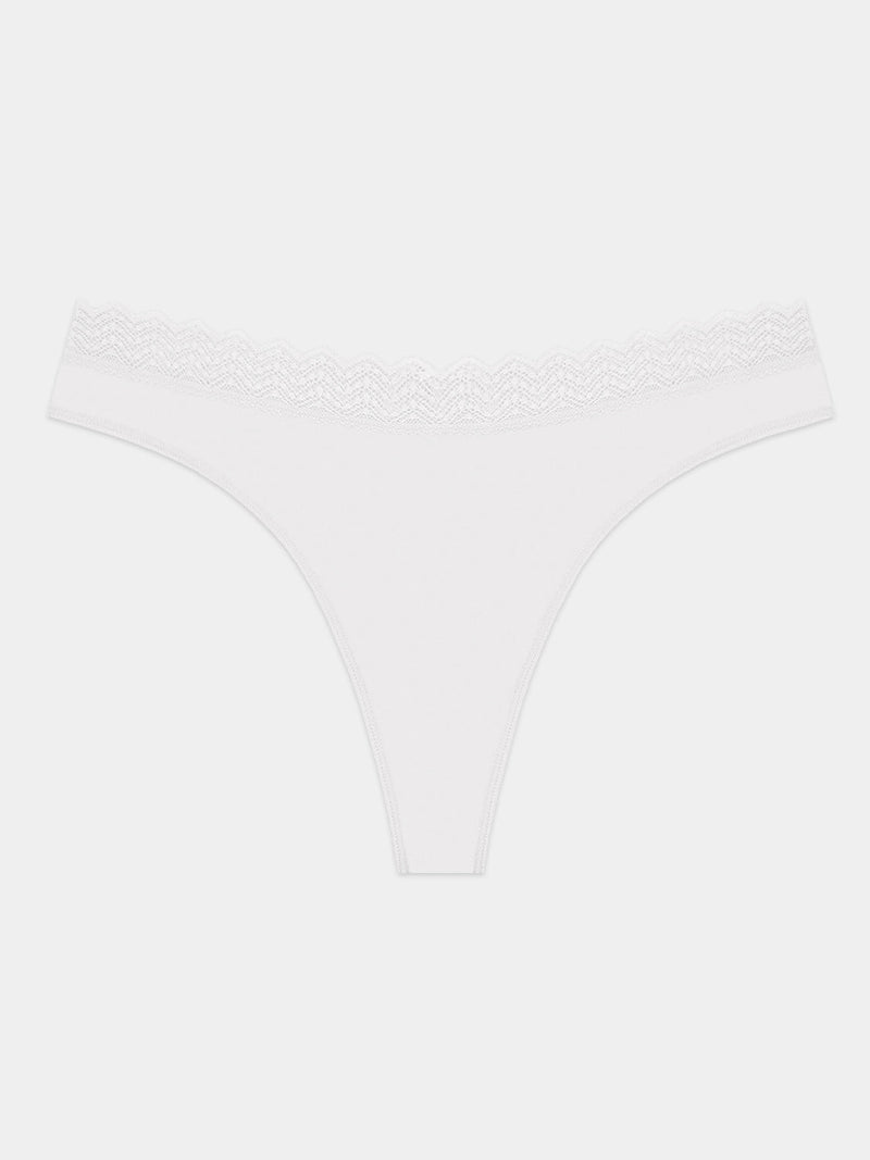 ZigZag Lace Thong - White