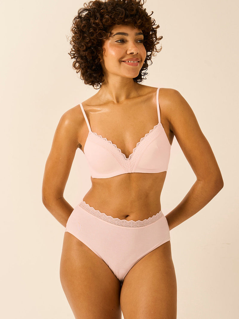 ZigZag Lace High Rise Brief - Pink-a-Boo