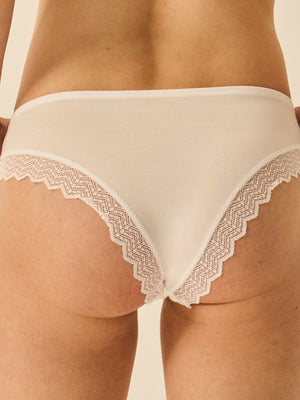 ZigZag Lace Brazilian Brief - White