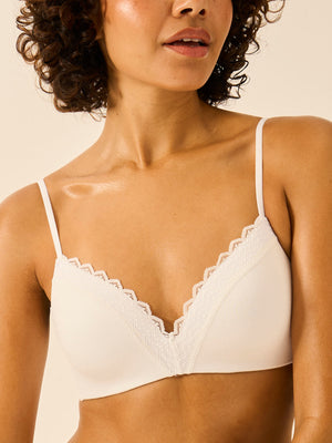 ZigZag Lace Demi Bra - White
