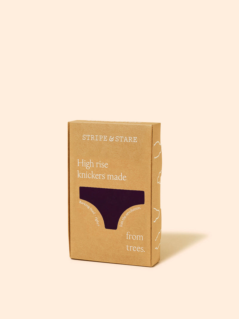 High Rise Brief - Black Cherry & Pink Pop