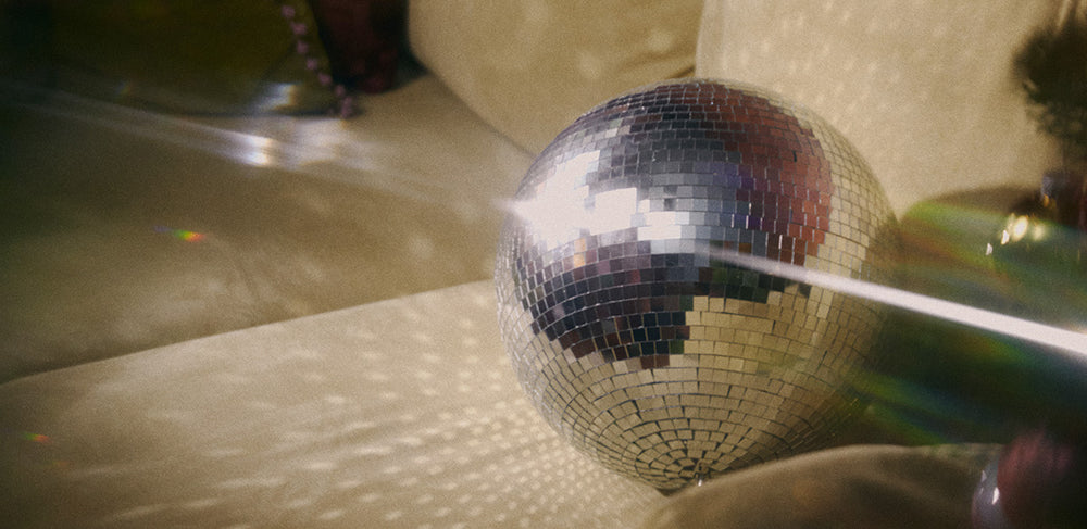 disco ball on the sofa